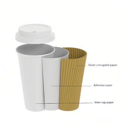 Одноразовые Kraft Ripple Mini Cups 315ml Биоразлагаемые чашки для горячих напитков