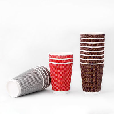 Одноразовые 16 унций Ripple Cups PLA покрытые 540 мл Kraft Paper Cups