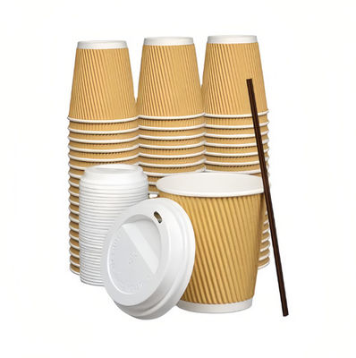 4OZ 125 мл Kraft Paper Cups Kraft Ripple Cups с покрытием PLA